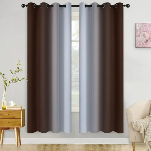 Miniatura 130 de COSVIYA Cortinas 100% Opacas Azul Degradado con Lazos Ajustables para Cocina Aislamiento Térmico Oscurecimiento de Habitación Cenefa con Bolsillo