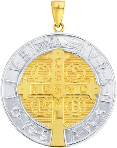 Miniatura 2 de Colgante de oro amarillo macizo de 14 quilates con colgante de San Benito con alto pulido, Oro amarillo