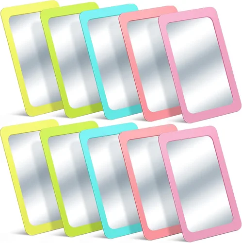Dandat 10 Espejos Pequeños para Niños Seguros a Prueba de Roturas de 6 x 4 Pulgadas Irrompibles Espejo de Aula para Manualidades a Granel en Colores