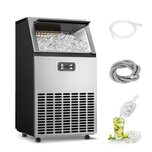 ICYGLEE Máquina de hielo comercial, 110 libras/producción diaria de hielo debajo del mostrador, máquina de hielo autolimpiante, máquina de hielo