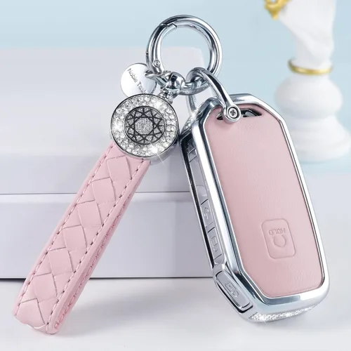 Miniatura 6 de Compatible with Kia Key Fob Cover with Keychain Genuine Leather Crystal Key Protector