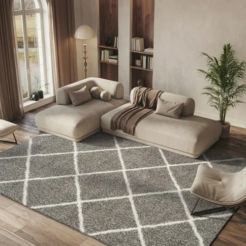 Miniatura 29 de SAFAVIEH - Alfombra de la colección Hudson Shag, diseño de enrejado moderno, no desprende pelusa y fácil de cuidar, 2 pulgadas de grosor, ideal
