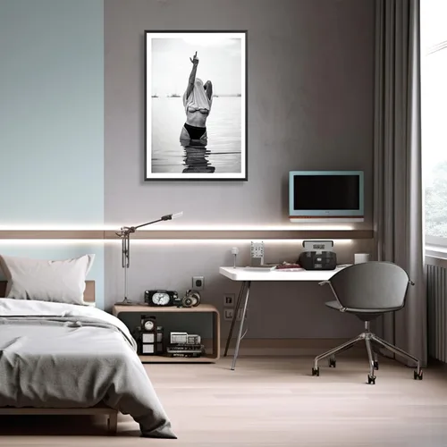 Miniatura 2 de Acqooeakt Arte de pared vintage de moda en blanco y negro Arte feminista de mujeres sexys en el lago Arte de dedo medio feminista Impreso en lienzo