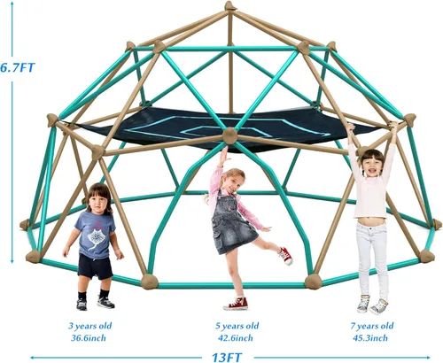 Miniatura 5 de Merax - Cúpula de escalada de 13 pies con hamaca, centro de juegos geométrico para exteriores para niños de 3 a 10 años, soporta 1000 libras