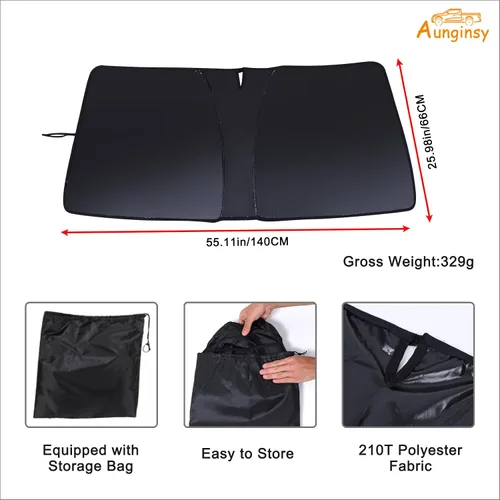 Miniatura 6 de Aunginsy Parasol para parabrisas delantero compatible con Toyota Tacoma 2006-2026, parasol plegable reflectante para rayos UV y protección solar