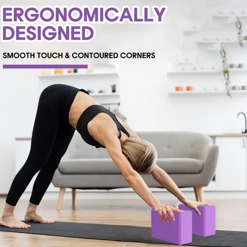 Miniatura 6 de Bloque de yoga - Espuma EVA de látex sin soporte - Superficie antideslizante suave con bisel para yoga, pilates, meditación - Accesorios de yoga