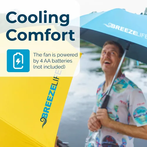 Miniatura 8 de Breeze Life - Sombrilla con ventilador y niebla, paraguas nebulizador con ventilador integrado, para festivales, playa y más, bloquea los rayos