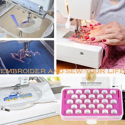 Miniatura 6 de New brothread 28pcs blanco 70D/2 (60WT) hilo de bobina preenrollado tamaño A SA156 para bordado y máquinas de coser DIY hilo de bordar hilo de coser
