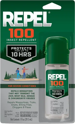Repel 100 repelente de insectos, repele mosquitos, garrapatas y jejenes, para condiciones severas, protege hasta por 10 horas, 98% DEET (aerosol con