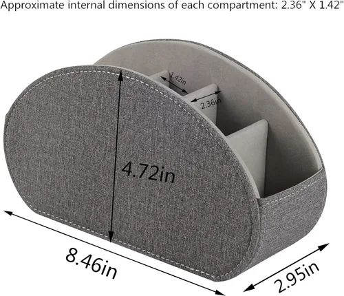 Miniatura 5 de Soporte para control remoto, organizador/caja para control remoto de TV con 5 compartimentos, organizador de mesita de noche para controlador, Gris
