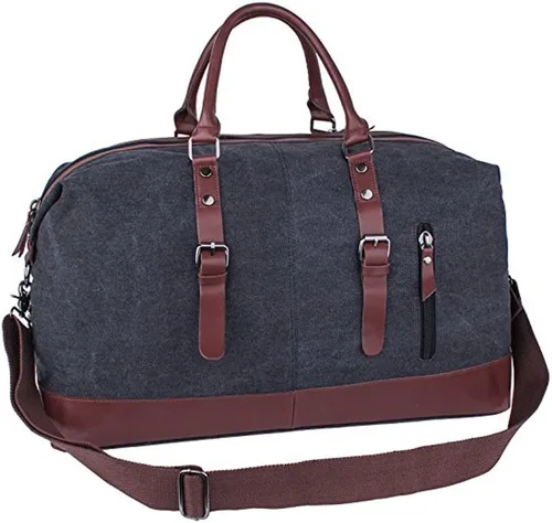 Miniatura 4 de Bolsa de lona de viaje de fin de semana, extra grande, bolso de mano, Negro