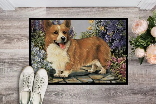 Miniatura 2 de Caroline's Treasures PPP3258MAT Corgi Garden Georgi - Felpudo de 18 x 27 pulgadas, tapete para puerta delantera, interior y exterior, para entrada