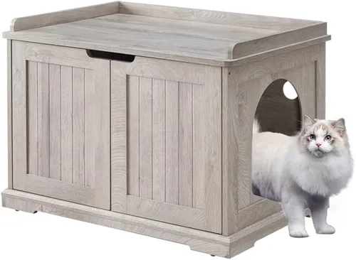 Miniatura 23 de unipaws Muebles Gabinete para Caja de Arena de Gatos, Baño para Gatos, Cubierta de Caja de Arena Oculta, Gabinete para Gato Grande, Cajas de Arena