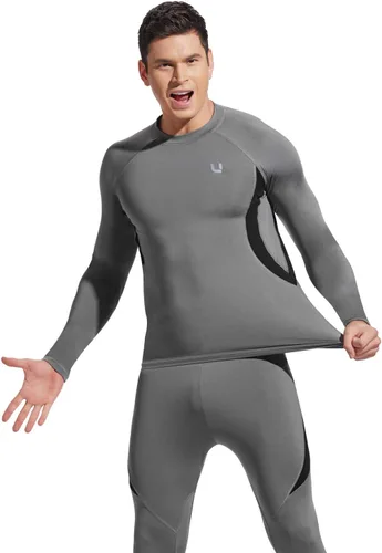 Miniatura 2 de UNIQUEBELLA Men's Thermal Underwear Sets Top & Long Johns Fleece Sweat Quick Drying Thermo Base Layer