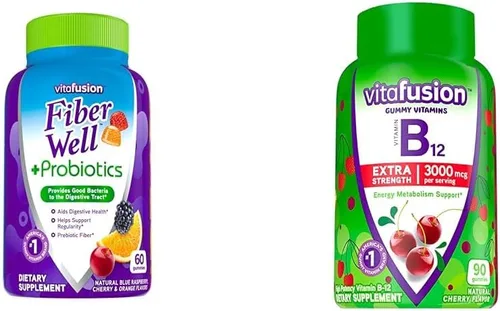 Miniatura 11 de Vitafusion Fiber Well + Gomitas de probióticos para adultos, 0.11 onzas de fibra por porción para la salud digestiva y probióticos*, 60