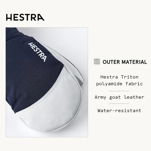 Miniatura 3 de Hestra Manopla de Esquí Heli Army Leather, Guante Manopla de Nieve para Esquí y Snowboard para Hombres y Mujeres