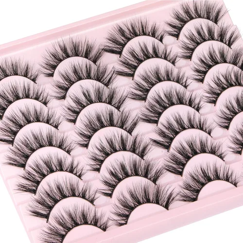 Miniatura 18 de Newcally Pestañas Postizas de Aspecto Natural Pestañas de Visón Voluminosas 3D con Volumen Pestañas Postizas 5D en Tira Pestañas Ojos de Gato