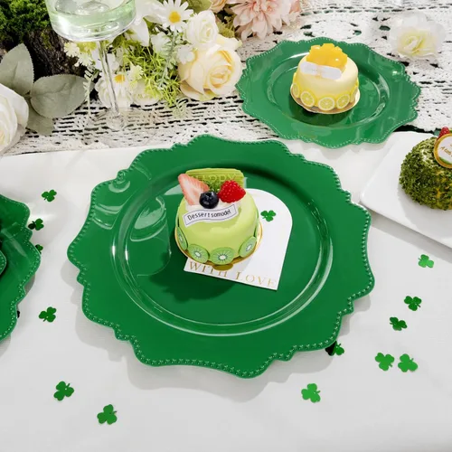 Miniatura 5 de COLOSUS Platos desechables de plástico para fiestas 60 piezas, platos de fiesta de plástico verde, resistentes 30 platos para cena de 10.5” y 30