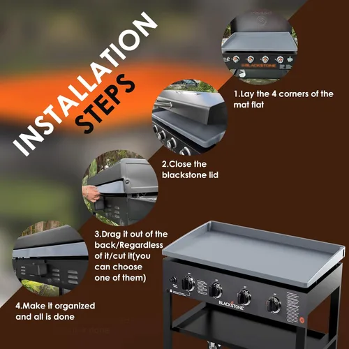 Miniatura 8 de Tapete de silicona mejorado para parrilla Blackstone de 36 pulgadas, bordes superiores de plancha, accesorios de Blackstone de grado alimenticio