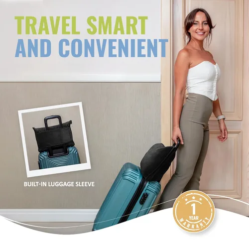 Miniatura 4 de BOACAY - Manta de viaje suave y cálida para avión y automóvil - Esencial para vuelos largos para mujeres, hombres, niños - Almohada compacta