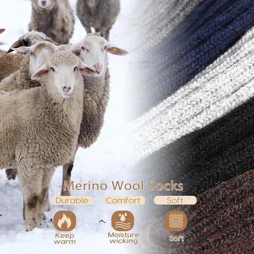 Miniatura 2 de EXCELLENT THERMAL Calcetines de lana merino para hombre, calcetines cálidos suaves de invierno para hombres, calcetines acogedores de senderismo