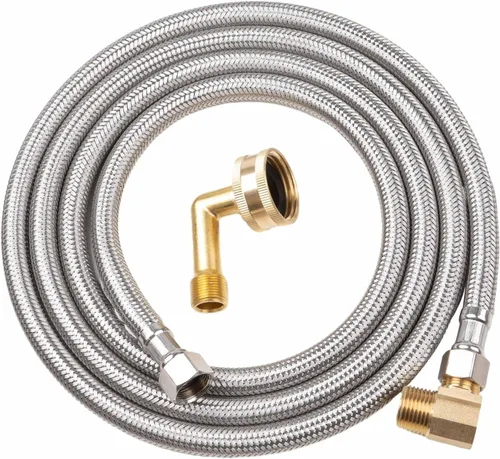Kit universal de instalación de lavavajillas, línea de suministro de lavavajillas de 6 pies, compresión de 3/8 pulgadas x codo FHT de 3/4 pulgadas,