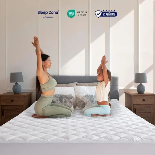 Miniatura 4 de SLEEP ZONE Protector de colchón Twin, Protector de colchón acolchado ajustable, Funda de colchón de bolsillo profundo que se estira hasta 21