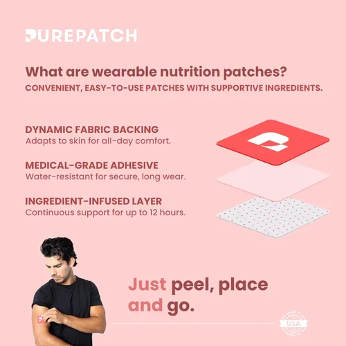 Miniatura 3 de Pure Patch® Energy Patch - Parche tópico inspirado en botánicos con cafeína, aminoácidos y mezcla de electrolitos, formato no ingestible, 30 parches