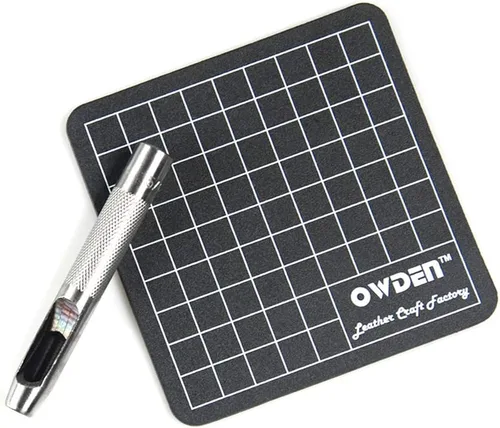 Miniatura 4 de OWDEN Juego de punzones huecos de 9 piezas (1/8"-1/2") con una alfombrilla de corte gratis, juego de punzones de cuero
