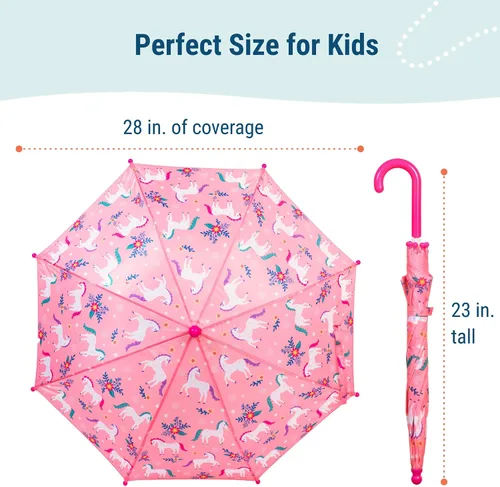 Miniatura 5 de Paraguas para niños Wildkin Dosel a prueba de lluvia, mango curvo, diseño fácil de colgar