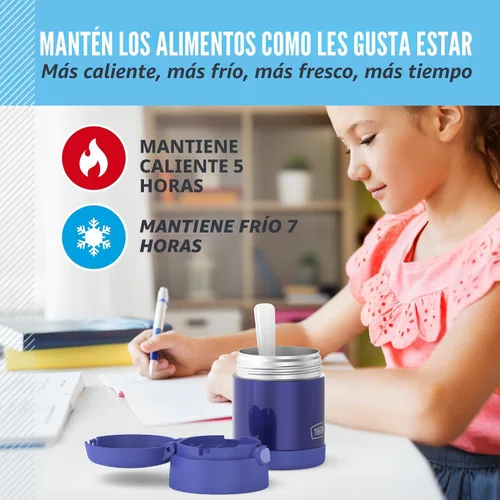 Miniatura 5 de THERMOS FUNTAINER Tarro de comida aislado, 10 onzas, tarro de comida apto para niños con cuchara plegable, morado Púrpura