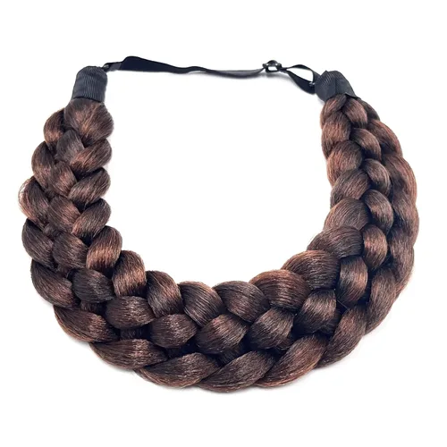 Miniatura 5 de Diadema trenzada clásica gruesa y gruesa trenzada, elástica, sintética, con hebilla