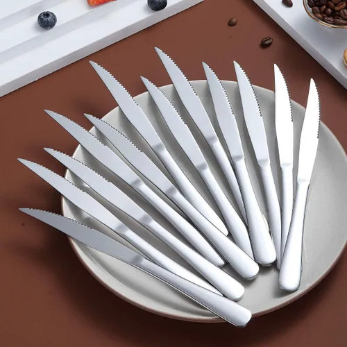 Miniatura 2 de Kyrtaon - Juego de cuchillos para carne, cuchillos afilados de acero inoxidable, juego de 8 cuchillos de cena, aptos para lavavajillas, resistentes