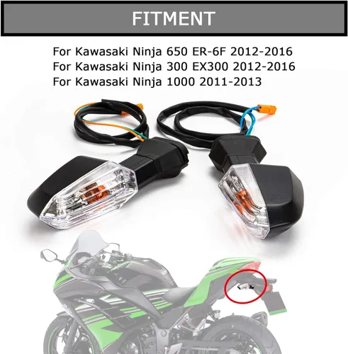 Miniatura 2 de PSLER Luz intermitente trasera delantera trasera para Ninja 650 ER-6F 2012-2016 para Ninja 300 EX300 2012-2016 y para Ninja 1000 2011-2017