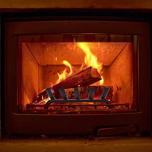 Miniatura 5 de Rejilla para chimenea de acero sólido redondo de 14 pulgadas, barra de 3/4" - Soporte resistente de hierro fundido forjado para interiores
