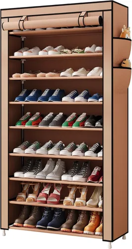 Miniatura 18 de Laiensia Organizador vertical para zapatos de 5 niveles, organizador de almacenamiento de zapatos que ahorra espacio, cubierta no tejida, estante