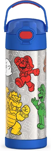 Miniatura 12 de THERMOS FUNTAINER Botella de acero inoxidable con aislamiento al vacío de 16 onzas con tapa ancha de canalón, Rosa Neón