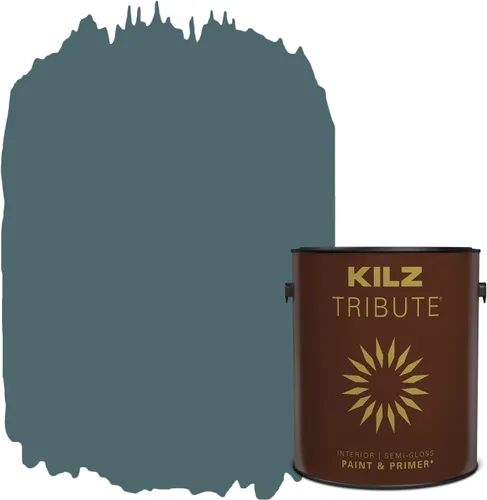 Miniatura 79 de KILZ TRIBUTE Pintura e imprimación, para interiores, semibrillante, Vintage Indigo, 1 galón Índigo Victoria