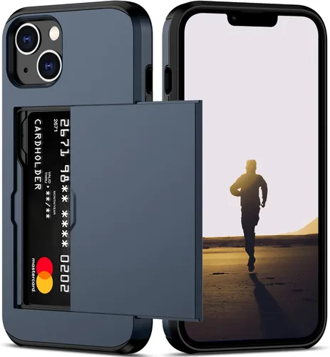 Miniatura 16 de Nvollnoe Funda para iPhone 13 con Portarjetas [Almacena 5 Tarjetas] Funda Cartera de Doble Capa Resistente de Servicio Pesado a Prueba de Golpes