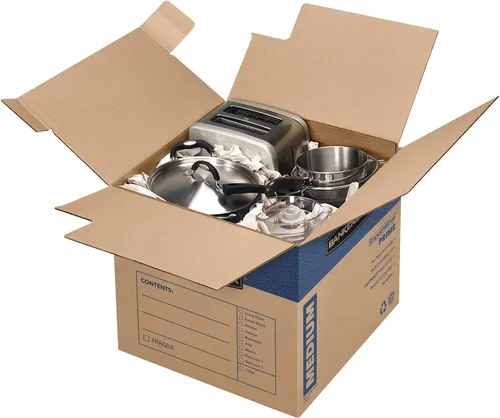 Miniatura 2 de Bankers Box Caja de mudanza Medium Prime, paquete de 8 unidades, asas reforzadas, montaje sin cinta, tapa adjunta, 18 x 15 x 14 pulgadas (0062806)