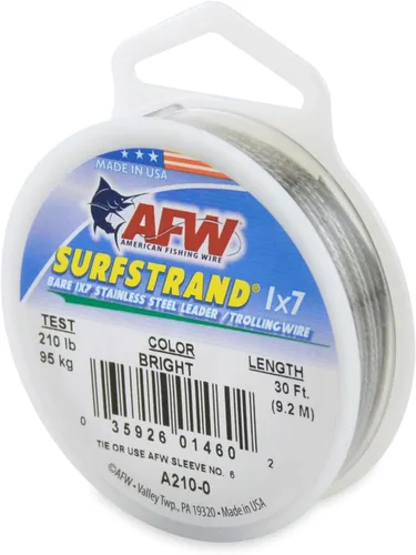 Miniatura 37 de Surfstrand Bare 1x7 Cable Líder de Acero Inoxidable - Línea Líder de Pesca para Agua Salada, 20lb Test - 325lb Test en Brillante, Camuflaje