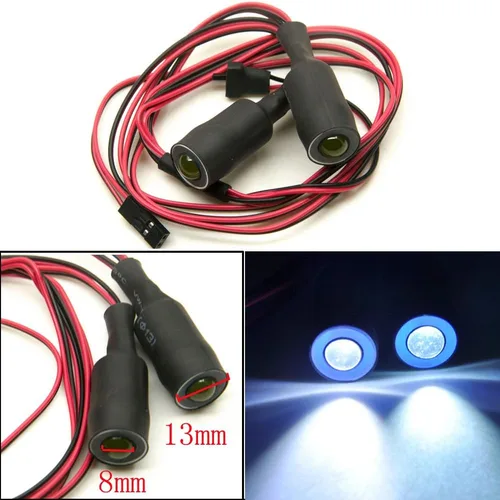 QUE-T Faro LED de ojos de ángel y ojos de demonio de 0.512 in, 2 luces LED para autos de oruga 1:10 modelo RC (azul + blanco, 0.512 in)