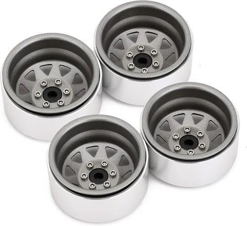 Miniatura 6 de INJORA 1.9 Beadlock Buje de llanta de 4 piezas de llantas de metal para 1/10 RC Crawler Car TRX4 Axial SCX10 90046 VP VS4-10 Redcat Gen 8 7 (gris)