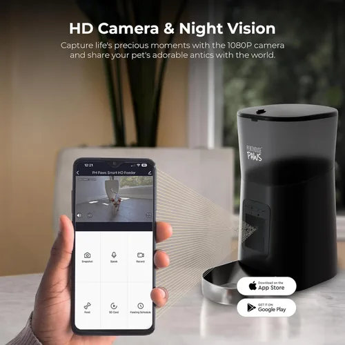 Miniatura 3 de Penthouse Paws Comedero automático inteligente HD para mascotas, capacidad de alimentos secos de 6 L, cámara de 1080p, audio de 2 vías, comidas