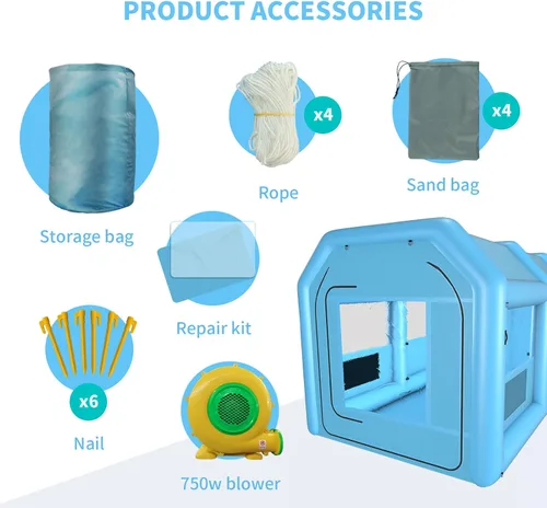 Miniatura 4 de Cabina de pintura inflable de 13.5 x 8.5 x 8.5 pies, cabina de pulverización inflable con un soplador de 750 W y sistema de filtro de aire, cabina
