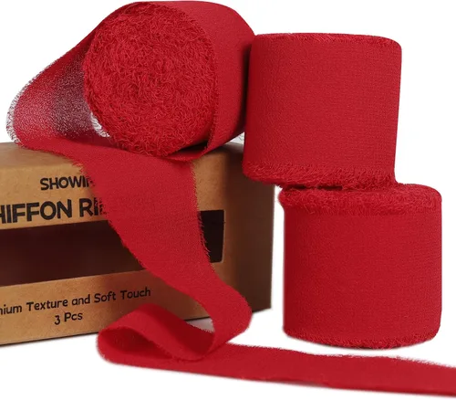 Miniatura 10 de 3 rollos de cinta de gasa con flecos hecha a mano, de chifón, color negro, de 1.5 pulgadas de ancho x 7 yardas de largo, cinta estilo seda