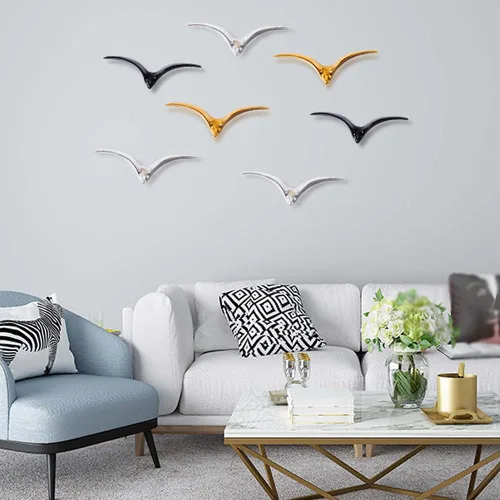 Miniatura 3 de La La Pet® Decoración de pared de ganso salvaje, esculturas de pájaros voladores de cerámica, adorno de pared 3D, decoración costera para colgar
