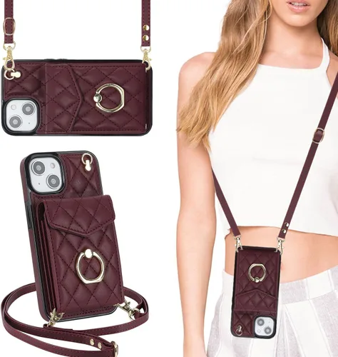 QLTYPRI Funda tipo cartera cruzada para iPhone 13 Pro Max, funda de piel sintética para teléfono con bloqueo RFID, ranuras para tarjetas, soporte