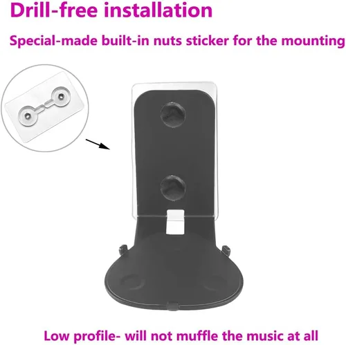 Miniatura 4 de Soportes de pared para Sonos Roam, 2 unidades, sin taladros, metal resistente, acabado de pintura, fácil instalación, compatible con Roam, Roam 2