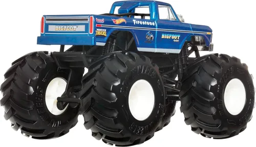 Miniatura 4 de Hot Wheels Monster Trucks, camión monstruo de gran tamaño, camión de juguete fundido a presión a escala 1:24 con ruedas gigantes y diseños geniales